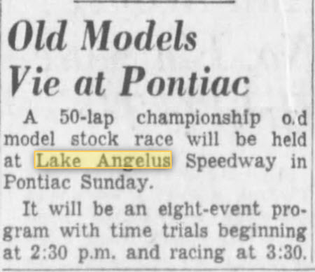 Lake Angelus Speedway - Old Det Free Press Article From Oct 16 1954